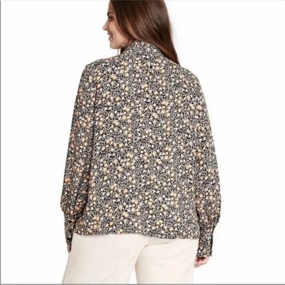 Nili Lotan Target Liberty Floral Blouse Button Front Shirt Top Long Sleeve XL - Picture 2 of 5